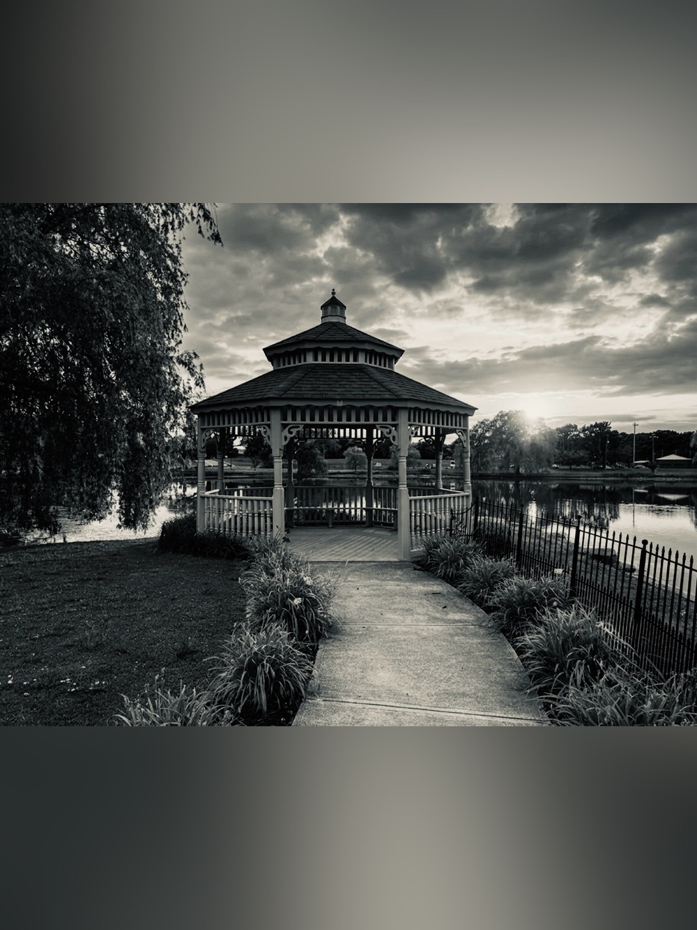 Gazebo Sunset Black & White Fine Art Photography Print
